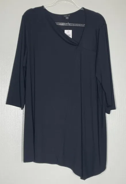 J. Jill Wearever Collection Black Long Sleeve V-Neck Stretch Knit