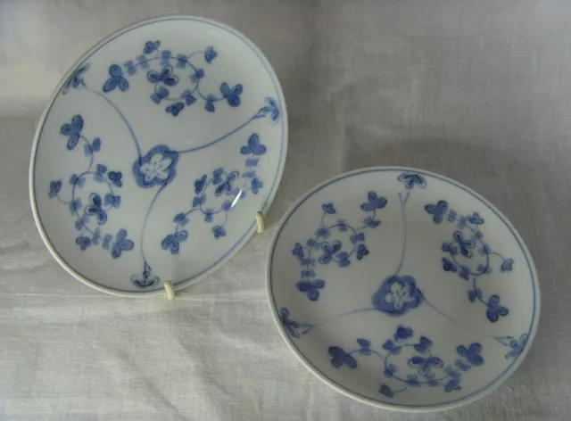 Japanese Porcelain Arita Genemon Signed Blue & White Small Plates Hand Painted