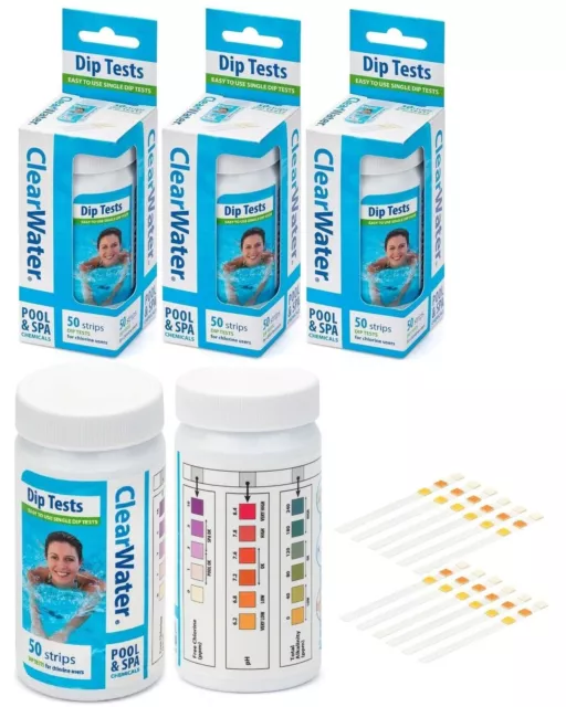 Clearwater Hot Tub Pool and Spa Chemical Test Strips x 50 Measures Chlorine, PH