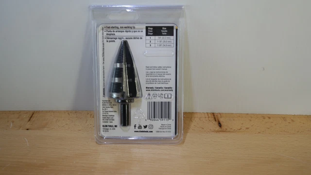 Klein Tools KTSB15 Step Drill Bit #15   7/8", 1-1/8", 1-3/8" 2