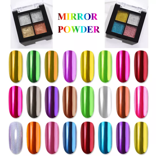 4 Colours Solid Nail Art Powder Mirror Metal Holographic Chrome High Pigment