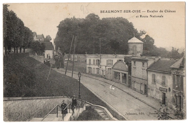 CPA 95 - BEAUMONT SUR OISE (Val d'Oise) - Château staircase and National Road