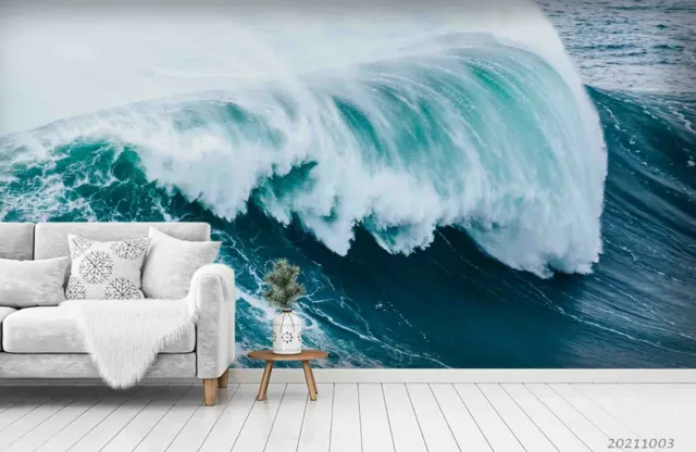 3D Blue Sea Huge Wave Wallpaper Wall Murals Removable Wallpaper 691