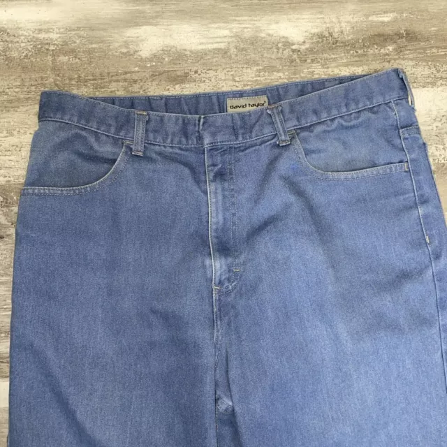 VINTAGE DAVID TAYLOR Jeans Blue Mens Size 38x29 Flex Denim Polyester ...