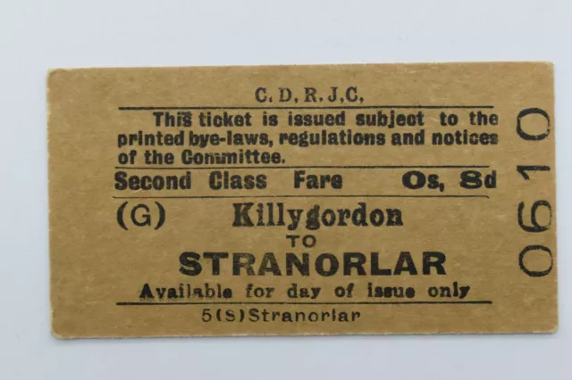 Irish - CDRJC Railway Ticket 0610 Killygordon to Stranorlar 2nd class