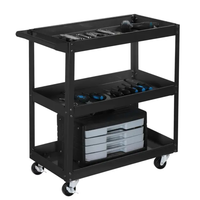 3 Tier Rolling Tool Cart w/ Wheels Service Utility Storage Organizer 330lbs