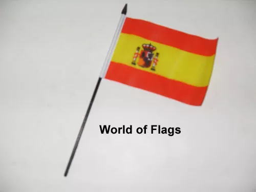 SPAIN SMALL HAND WAVING FLAG 6" x 4" Spanish Crafts Table Desk Display