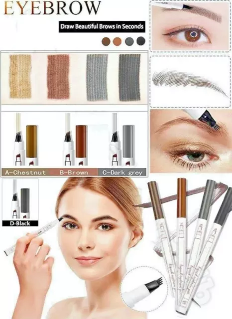 Microblading Tattoo Eyebrow 3D liquid Ink Pen waterproof 4 fork pencil brow UK