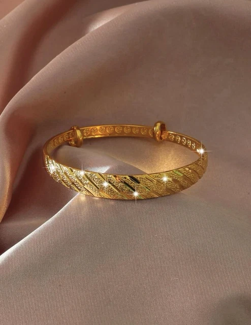 Bracelet Femme Torsadé Doré Or Jaune - Jonc Rigide Sans Emballage