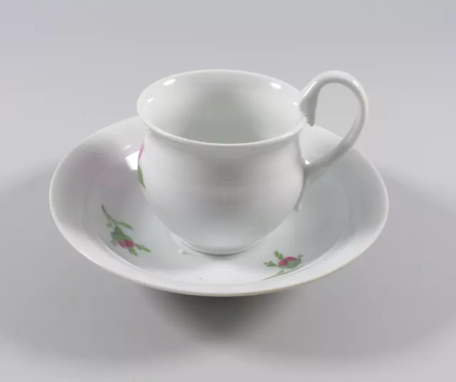 Meissen Kaffeetasse  Untertasse Schwanenhenkel rote Rose 3. Wahl Pfeifferzeit