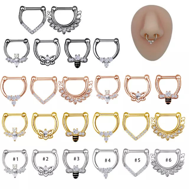Crystal Septum Bee Heart Bat Pattern Nose Ring Ear Helix Cartilage PierciSA