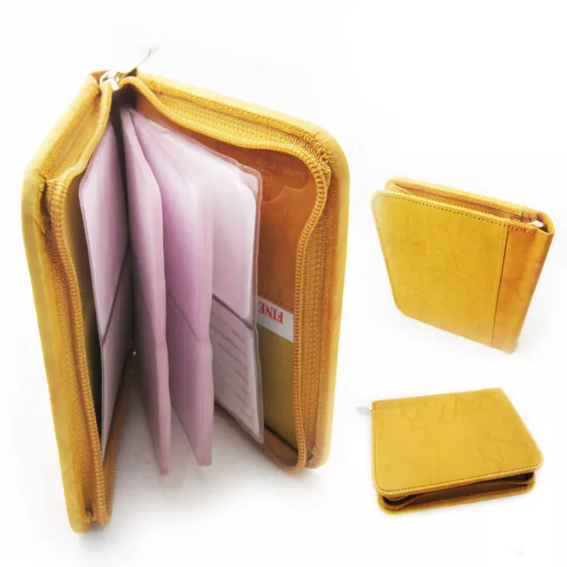 Genuine Leather Business Card Holder 40 Cards Organizer Book ID's Wallet Tan !