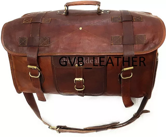 Men's Leather Duffel Holiday Overnight Carry-On Air Cabin Travel Luggage Gym Bag