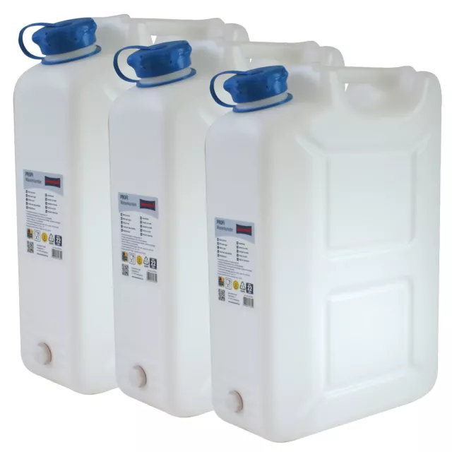 3x Wasserkanister PROFI 22 Liter mit Hahn NEU Trinkwasser-Kanister 3er Set 22L