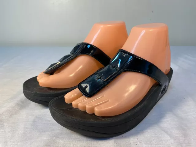 FitFlop Surfa Flip Flop Thong Sandals Women's Black Slip On - US 6