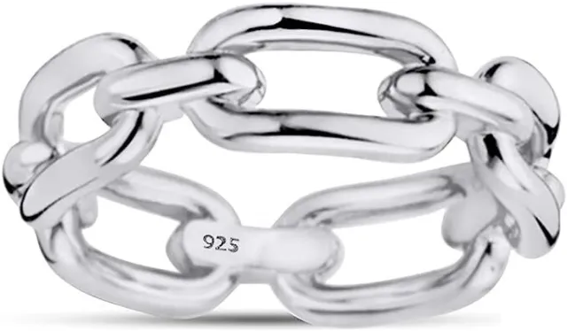Chain Linked Design Wedding Eternity Band Rings In 925 Sterling Silver