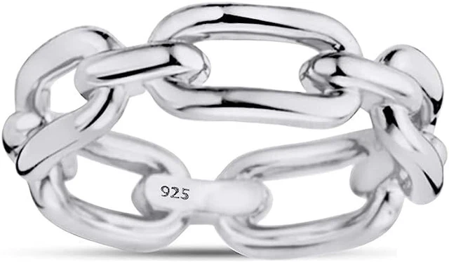 Chain Linked Design Wedding Eternity Band Rings In 925 Sterling Silver