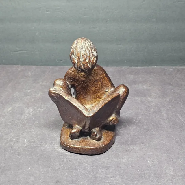 Austin Productions Boy Seated Reading a Book Sculpture 7" Tall 1970s