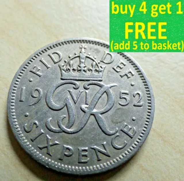 George VI Sixpence 6D Coins Choose your date from 1937 - 1952 Auction number 3.