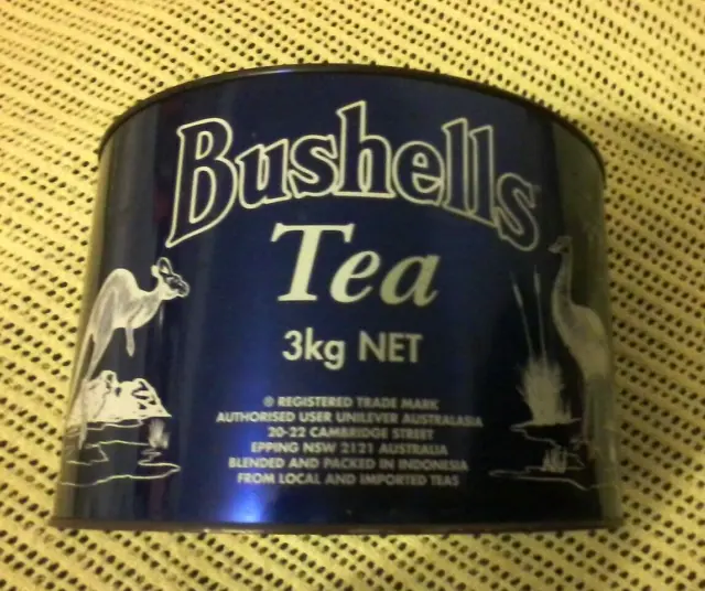 Vintage Australian Bushells Blue Tea Tin Kitchenalia 3Kg Australiana Retro Tin