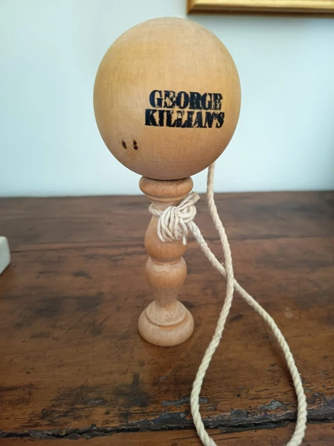 Gros Bilboquet Ancien En Bois Tourné - Hauteur 29 Cm - Jeu Traditionnel