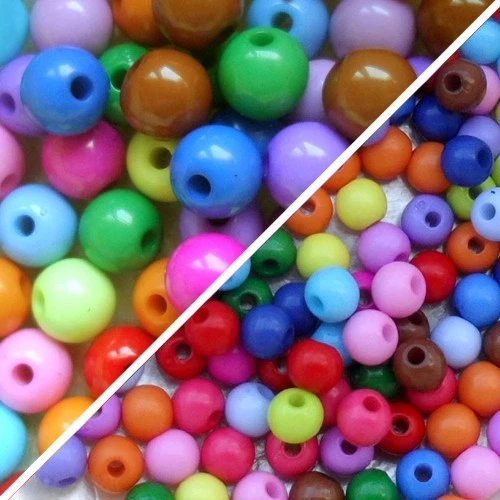 PERLES ACRYLIQUES SYNTHÉTIQUES - COULEURS MIX vives - Boules rondes - Brillantes