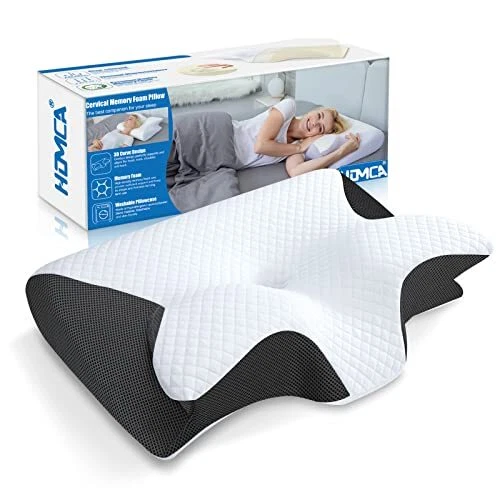 HOMCA Memory Foam Cervical Pillow, 2 in 1 Ergonomic Contour Orthopedic