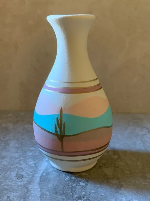 Ceramic Tesa Vase Hand Painted In The U.S.A. Desert Theme