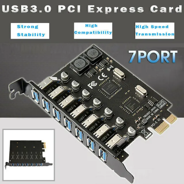 PCI-E Express auf USB 3.0 Erweiterungskarte 7-Port Hub-Adapter Controller O2J9