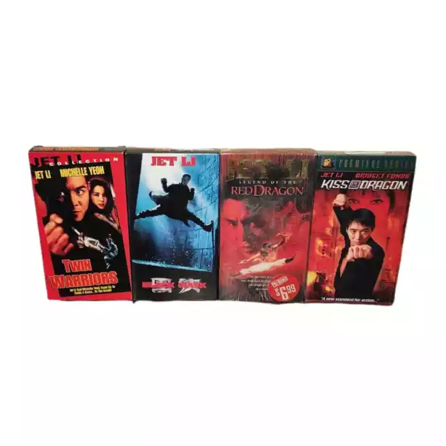 Jet Li VHS Lot Black Mask, Twin Warriors, Legend of the Red Dragon, Kiss of the