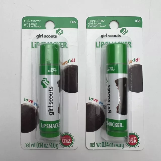 2 Lip Smacker Girl Scout Cookies Balm Chap stick .14 oz Thin Mint Lip Gloss