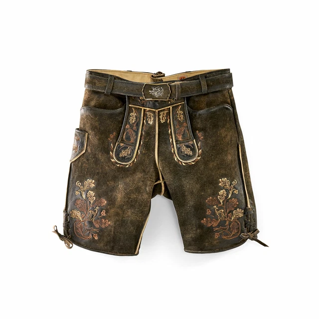 Trachtenlederhose,Lederhose Hirschoptik,Maddox Amsel speckig-beige,Gr.48 und 50