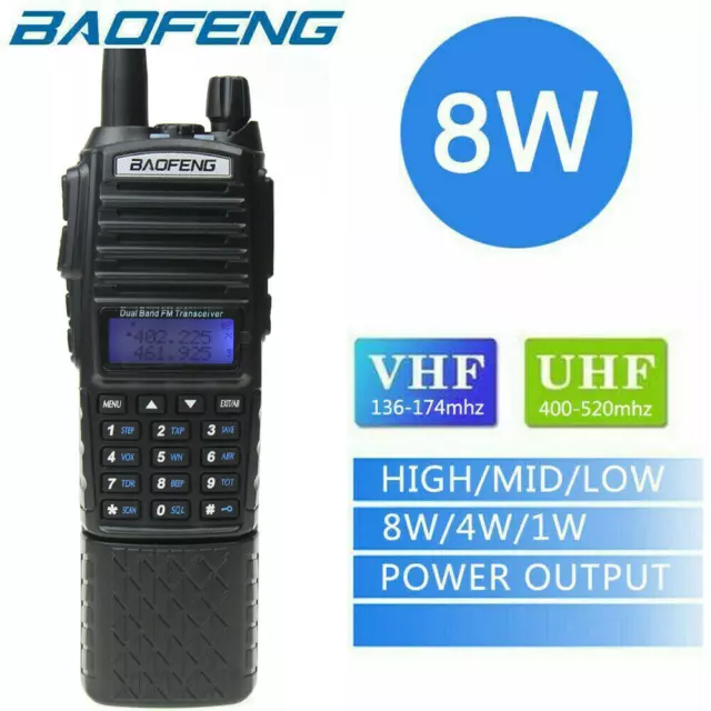 Baofeng Uv-82 8W 128Chwalkie Talkie 3800Mah Dual Band Long Range Two Way Radio