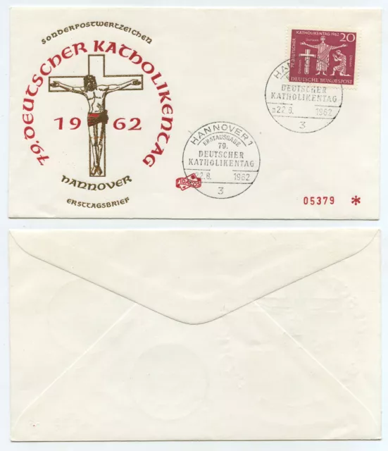 51379 - Mi.Nr. 381 - FDC - Ersttagsbrief - Hannover 22.8.1962 - Katholikentag