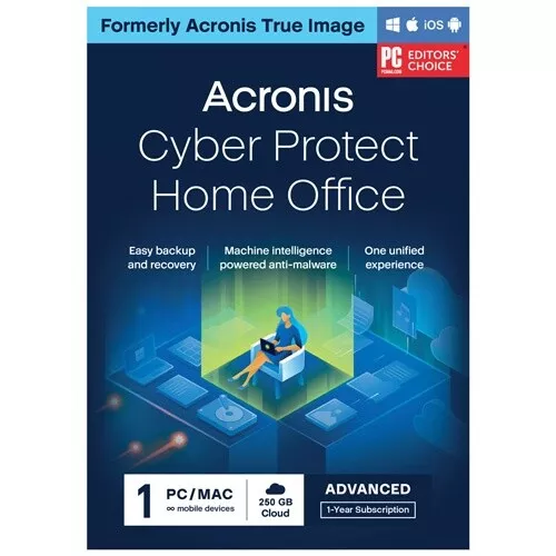 Acronis Cyber Protect Home Office Advanced, 1 dispositivo - 1 año + 250 GB nube, ESD