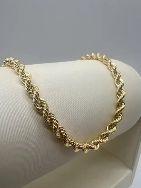 9ct Yellow Gold Ladies Rope  Bracelet  - 4.3mm Wide - Full UK Hallmark & Boxed
