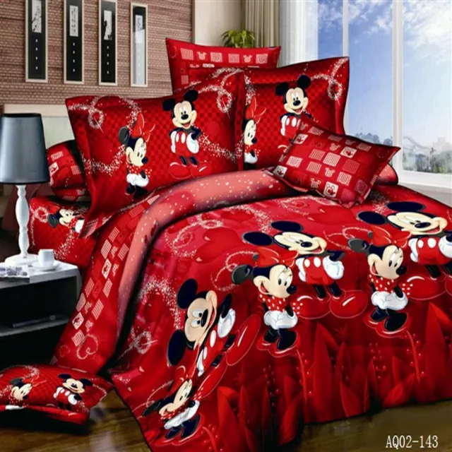 Mickey Mouse Quilt Doona Duvet Cover Set Double Queen King Size Bed Pillowcase