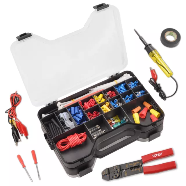 TOPEX 285-Piece Automotive Electrical Repair Kit Gauge Wire Stripper Connectors