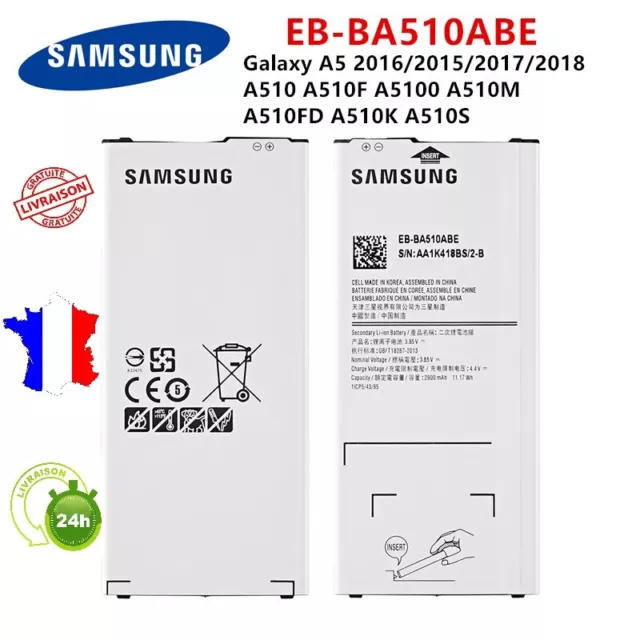 Batterie pour Samsung Galaxy A5 2016 - 2900 mAh réf EB-BA510ABE  A510 / A510F