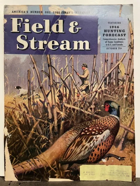 Field & Stream  Magazine  Lot (4)  1946  Lynn Bogue Hunt  Tom Lovell  A. Ripley