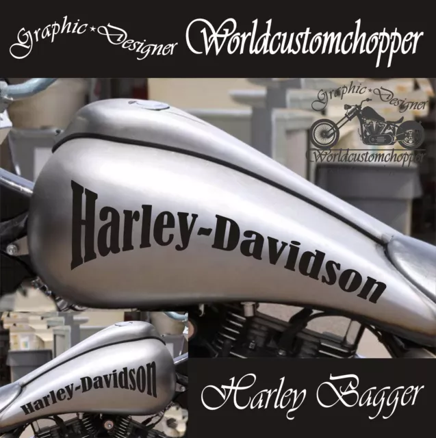 Coppia Adesivi Stickers Bagger Harley Davidson Da Serbatoio Moto Custom