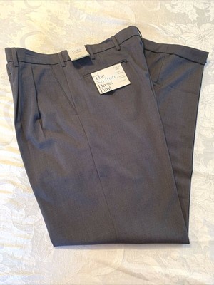 NEW Men's Croft & Barrow Pants No Iron Stretch Khaki Pleated Gray Classic Fit
