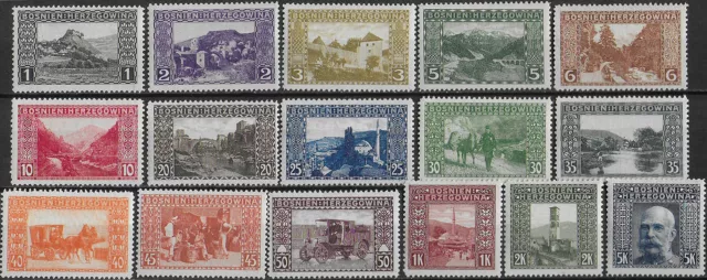 1906 Austria Bosnia-Erzegovina landscapes 16v. MNH Unificato n. 29/44