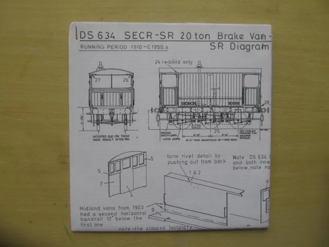 00 gauge  D&S kit 634 South Eastern Chatham Railway 20ton 6 wheel brake van