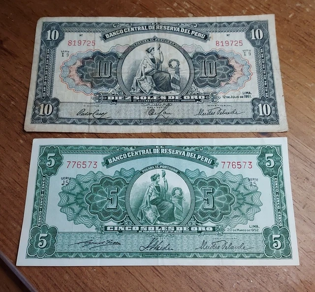 Two Antique Peru Bills