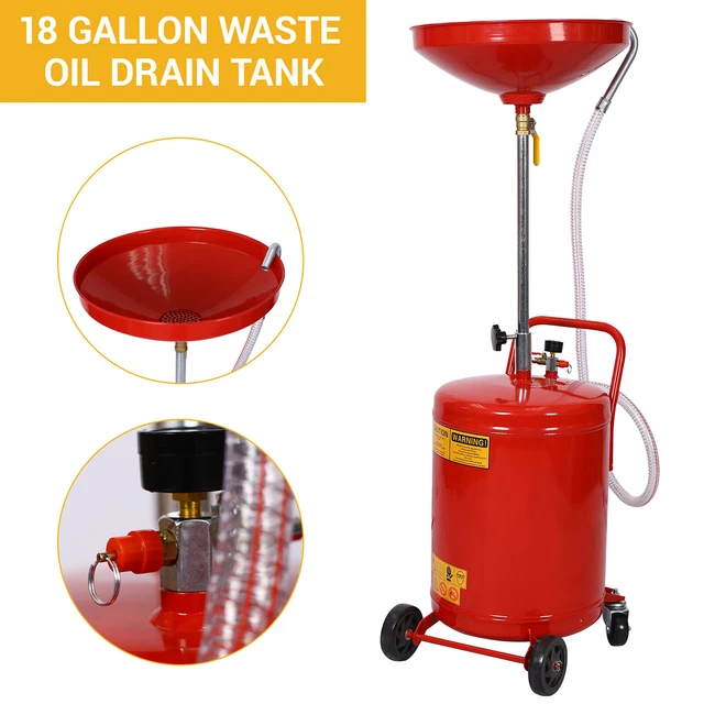 Waste Oil Drain Tank 18Gallon Portable Oil Drain Air Operated Drainer Adjustable
