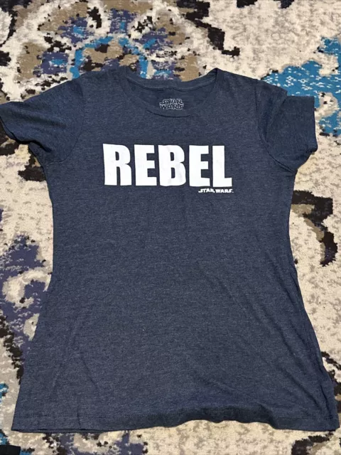 Star Wars Force For Change "Rebel" T-Shirt Women's Size Large Blue Fifth Sun