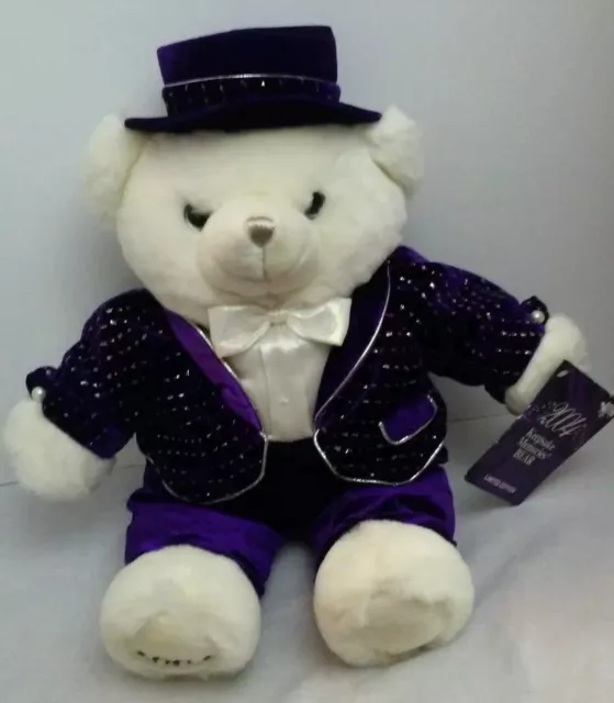Dan Dee White Bear Plush 2004 Large Purple Rhinestone Suit Hat Bow Tie 21" TAGS