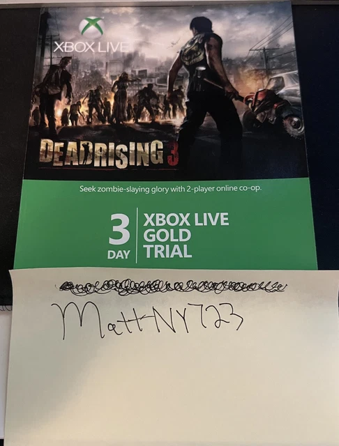 Microsoft Xbox 360 & One Live 3 Day Subscription Card Gold Trial 72 Hours UNUSED