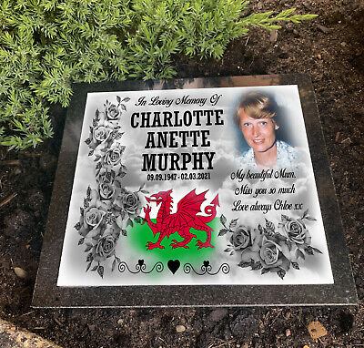 Lápida tumba marcador, para el hogar o cementerio, Diseño Personalizado De Gales Galés.